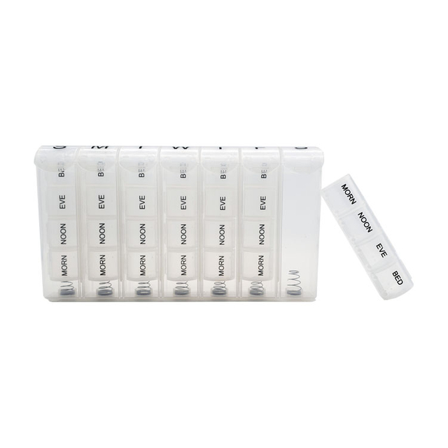 Four Times Daily Reminder Weekly Pill Box With Individual Holders