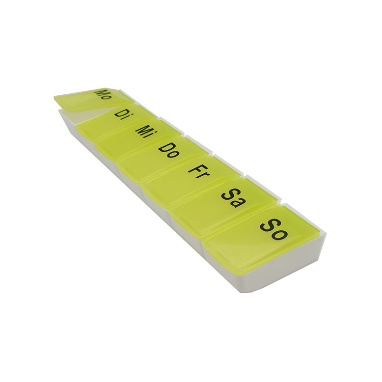 Detachable 7 Compartments Weekly Portable Fluorescent Yellow Pill Box