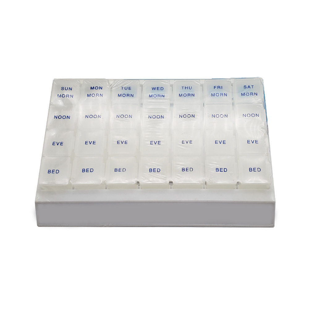 Daily Weekly Pill Box With Clear Lids And Button Compartments